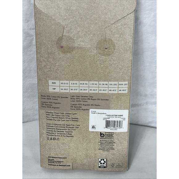 No Boundaries Mid-Rise Thong 7 Pair 7 Days of the Week Cotton Size L 12-14 NEW - Picture 3 of 5